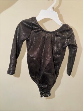 Shimmery Black Long-Sleeve Kids One-Piece Bodysuit